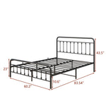 ZUN Metal Bed Frame Queen Size Platform No Box Spring Needed with Vintage Headboard and Footboard 46158594
