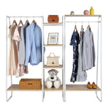 Clothes Rack with Wood Shelf, Freestanding RackGarment Rack, Standing Metal Sturdy 99329935