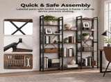Three Columns and Four Layers Bookshelf, Wide Bookcase with 11 Open Display Shelves, 96342783