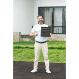 10 PCS Interlocking Deck Tiles Striped Pattern, 12" x 12" Dark Brown Square Acacia Hardwood Outdoor 62340831