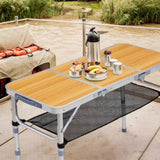 Outdoor Folding Camping Table, 3ft Portable Pinic Table with 3 Adjustable Height, Small Aluminum 82598655