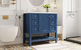 ZUN 36" Bathroom Vanity with Sink Combo, One Cabinet and Three Drawers, Solid Wood and MDF Board, Blue 36929776