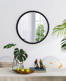 32" Circle Mirror with Metal Beaded Frame, Wall Mirror for Living Room Bedroom Entryway W2078138953