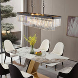Chandeliers,Rectangular Crystal Chandelier Adjustable,E12 Modern Industrial Crystal Lights,Farmhouse W1340P189538