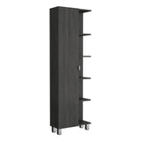 Urano Mirror Linen Cabinet, Four Interior Shelves, Five External Shelves -Smokey Oak B20091990