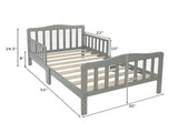 Wooden Baby Toddler Bed Children Bedroom Furniture with Safety Guardrails Gray 65296253