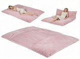 Pink Convertible Corduroy Bean Bag Floor Sofa for Adults, 76.5x55 Inch Sponge Filling Foldable Floor 52620917