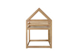 Twin over Twin Rubber Wood Floor Bunk Bed, with ladder,Guardrails,House-Shaped-Bunk Bed,White oak W504P206866