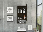 ZUN Mariana Medicine Cabinet, One External Shelf, Single Door Mirror Two Internal Shelves -Black B20091945