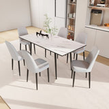 47"-63" expandable dining table set for 2-6 people, equipped with PU fabric thick cushioned dining 03158218