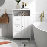 Bathroom standing storage cabinet with 3 drawers and 1 door-White W28235523