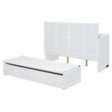 Queen Size Murphy Bed with USB Port and a Large Drawer, White N708P205905K