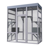 62.6" Wooden Outdoor Catio for Cats, Large Cat Enclosure with Waterproof Roof, 2 Napping House, W773P315772