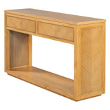 TREXM 55" Console Table, Rustic Wooden Entryway Table with Storage Drawers and Open Shelf, Elegant N715P235096N
