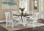 ZUN Lavish Design Distressed White 2pcs Dining Chairs Only, Gray Padded Fabric Seat Dining Room Kitchen B011111836