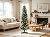 Flocked 6ft Pencil Christmas Tree Dual Color LEDs Slim Xmas Tree with Remote 11 Modes 29868339