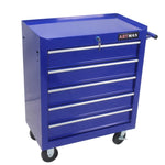 ZUN 5 Drawer Tool Chest, Tool Storage Cabinet for Garage Storage with 4 Wheels and Locking System, BLUE W1102107323