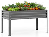 44" Elevated Raised Garden Bed with Drainage Holes, 32" Ergonomic Height Metal Planter - Gray 62003815
