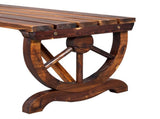 2-Person Rustic Garden Bench, Outdoor Wagon Wheel Porch Bench for Backyard Patio Garden, Brown 90362305
