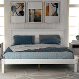 Platform Bed Frame with Headboard , Wood Slat Support , No Box Spring Needed ,Full,White 83549452