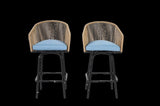 Outdoor Bar Stools Set of 2, 2-Piece Patio Bar Stools Armrests, All Weather Rattan Bar Chairs W640P256795