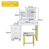 Makeup Vanity with LED Lights&3 Color and Power Outlet Makeup Vanity Table with 5 Drawers with W509P293822