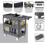 ZUN Utility Carts with Wheels, 3 Shelf Heavy Duty Plastic Service Cart 600lbs Capacity with Ergonomic 30643306