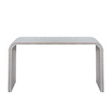 Washed white Console Table, 59in Entryway Table, Curved Waterfall-style Table,Console table with W2729P263653
