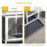 ZUN Pet cage /Wood Rabbit Hutch-Gray （Prohibited by WalMart） 03906617