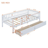 Twin Size Daybed Wood Bed with Two Drawers , White WF301864AAK