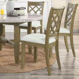 Set of 2 Side Chairs with Padded Seat Cushion, Beige and Rustic Oak B016P329810