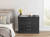 PB Wood Simple 4-Drawer Nightstand Dresser with USB Ports & Outlet Black 58873674