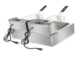 US Standard EH82 Deep Fryer, 110V, 3400W, 22.8QT/21.6L, Silver Stainless Steel, Double Tank, 85952191