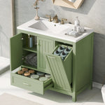 ZUN 36" Bathroom Vanity with Sink, One Cabinet with Two doors and One Big Drawer and One Flip Drawer, 04654643