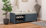 TREXM Distressed Shutter Storage Bench with Acacia Veneer for Retro Charm for Living Room, Entryway N715P196968M