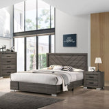Contemporary Grey Finish Unique King Size Bed 1pc Bedroom Furniture Unique Lines Headboard Wooden B011P155468