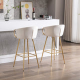 30 Inch Set of 2 Bar Stools,with Chrome Footrest and Base Velvet Golden Leg Simple Bar Stool,CREAM 72374423