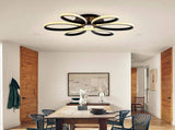 23 inch Modern LED Ceiling Light, 6 Rings Flower Flush Mount Light Fixture with Remote Control Black W5008P467008