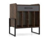 Multi-Purpose Record Player Stand with Drawer and Record Holder-Rustic Brown 25963705