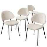 Set of 4 Upholstered Boucle Fabric Dining Chairs Mid-Century Modern Dining Chairs with Curved W3010P291310
