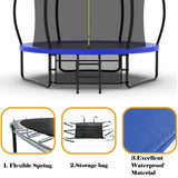 ZUN 10FT Pumpkin Trampoline, Outdoor Trampoline with Basketball Hoop, Enclosure Net and Ladder W1163P148139