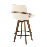 Cosmo Mid-Century Counter Stool in Walnut and Cream Faux Leather by LumiSource B202P222362