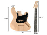 DIY 4 String Jazz Style Electric Bass Guitar Kits with Mahogany Body, Maple Neck and Accessories 06041043