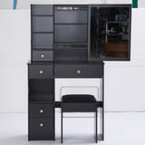 29.2" Small Space Left Drawer Desktop Vanity Table Cushioned Stool, Extra Large Right sliding W3258P299610