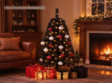 Black Small Pre Lit 4 Foot Christmas Tree with 50 Warm White LED, Flame Retardant PVC Foliage, 27413573
