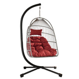 Outdoor Egg Hanging Chair with Stand, Patio Wicker Swing Egg Chair Indoor Swinging Chair Outdoor W2500P309389