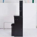 Small Size Left Bedside Cabinet Vanity Table Cushioned Stool, Extra Large Sliding Mirror, Multi W936P226030