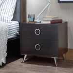 ZUN 2 Drawers MDF Nightstand with Plastic Legs, Espresso B016P253950