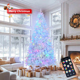 7 FT Pre-lit Artificial Christmas Tree, APP Controlled Xmas Tree Hinged Branches with 400 RGB Lights 62233603