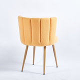 Modern YELLOW dining chair with iron tube wood color legs, shorthair cushions and W23461123